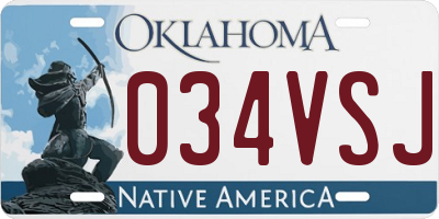 OK license plate 034VSJ