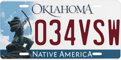 OK license plate 034VSW