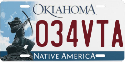 OK license plate 034VTA