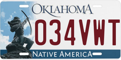 OK license plate 034VWT