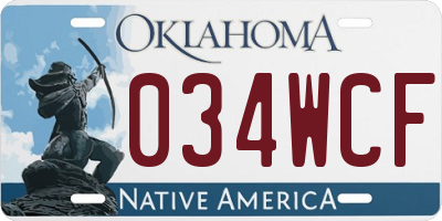 OK license plate 034WCF