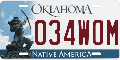 OK license plate 034WOM