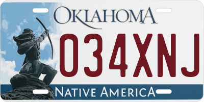 OK license plate 034XNJ