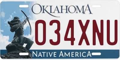 OK license plate 034XNU
