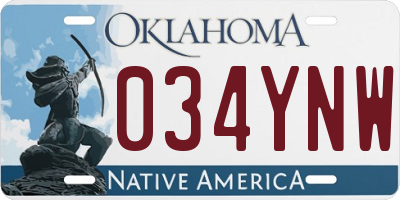 OK license plate 034YNW