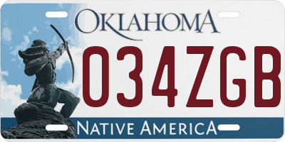 OK license plate 034ZGB