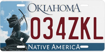 OK license plate 034ZKL