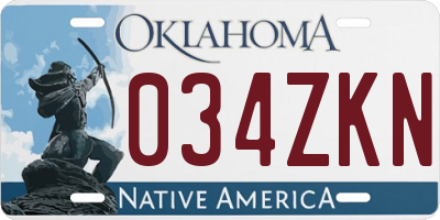 OK license plate 034ZKN