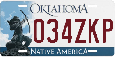 OK license plate 034ZKP