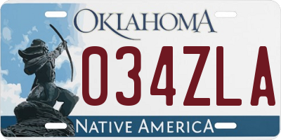 OK license plate 034ZLA