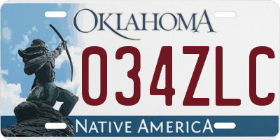 OK license plate 034ZLC