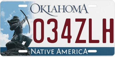 OK license plate 034ZLH
