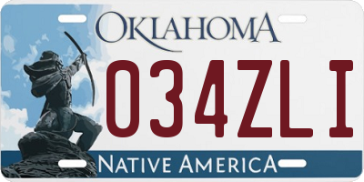 OK license plate 034ZLI