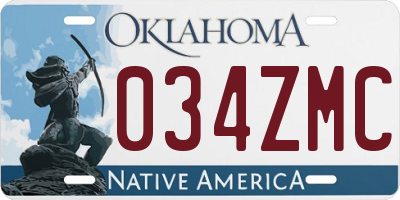 OK license plate 034ZMC
