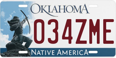 OK license plate 034ZME
