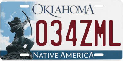 OK license plate 034ZML
