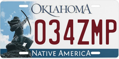 OK license plate 034ZMP