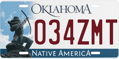 OK license plate 034ZMT