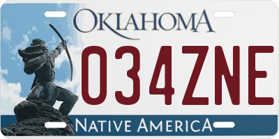 OK license plate 034ZNE