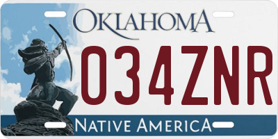 OK license plate 034ZNR