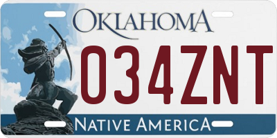 OK license plate 034ZNT