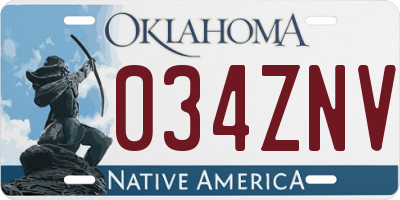 OK license plate 034ZNV