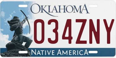 OK license plate 034ZNY