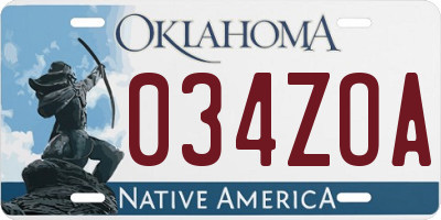 OK license plate 034ZOA
