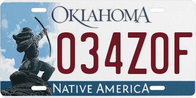 OK license plate 034ZOF