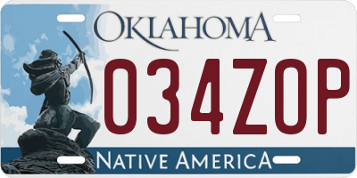 OK license plate 034ZOP
