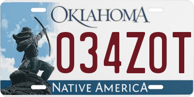 OK license plate 034ZOT