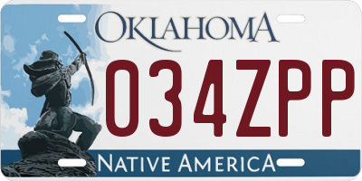 OK license plate 034ZPP