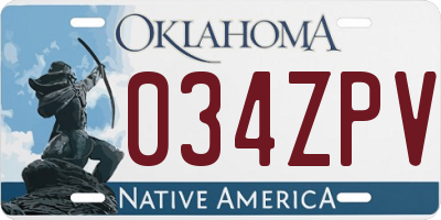 OK license plate 034ZPV