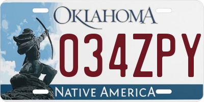 OK license plate 034ZPY