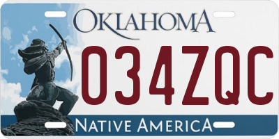 OK license plate 034ZQC