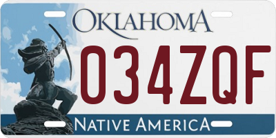 OK license plate 034ZQF