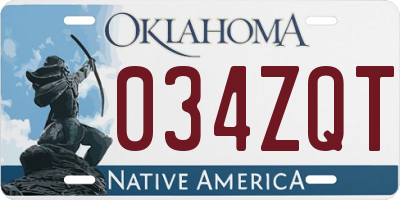 OK license plate 034ZQT