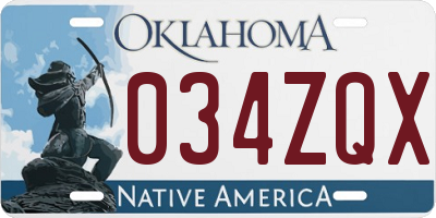 OK license plate 034ZQX
