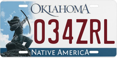 OK license plate 034ZRL