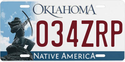 OK license plate 034ZRP