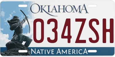 OK license plate 034ZSH