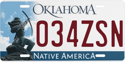 OK license plate 034ZSN