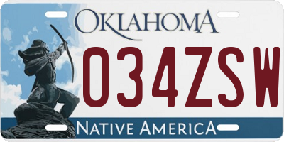 OK license plate 034ZSW