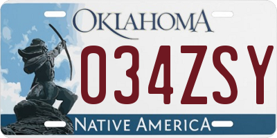OK license plate 034ZSY