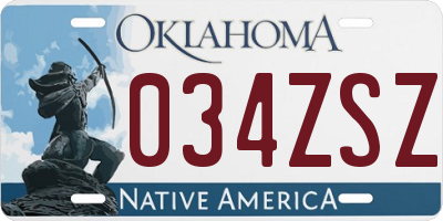 OK license plate 034ZSZ