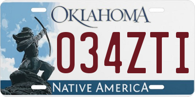 OK license plate 034ZTI