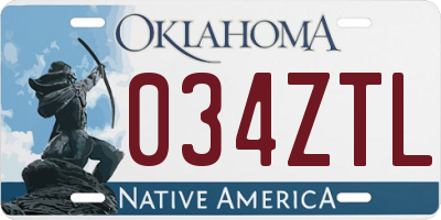 OK license plate 034ZTL
