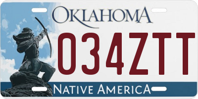 OK license plate 034ZTT