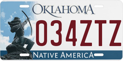 OK license plate 034ZTZ