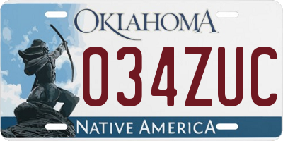 OK license plate 034ZUC